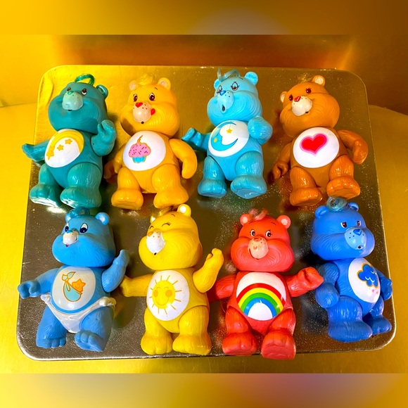 CARE BEARS VTG 80’s COLLECTIBLE BUNDLE OF 8 POSABLE CARE BEARS by KENNER 3.5” - Picture 2 of 16